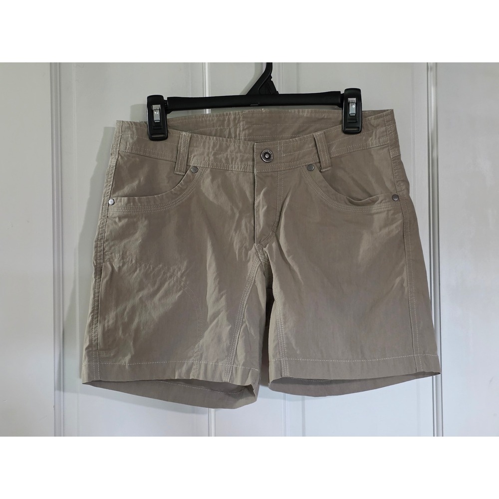 Kuhl Women Tan Khaki Hiking Shorts Size 6 Cotton Blend Outdoor Trail Travel